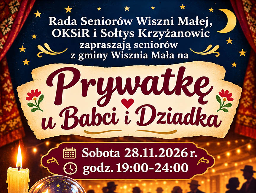 Prywatka u Babci i Dziadka w Krzyżanowicach dla seniorów